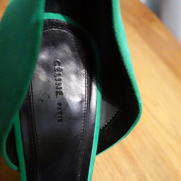 CÉLINE Green Suede D'Orsay Heels, size 38½ - Picture 3 of 10